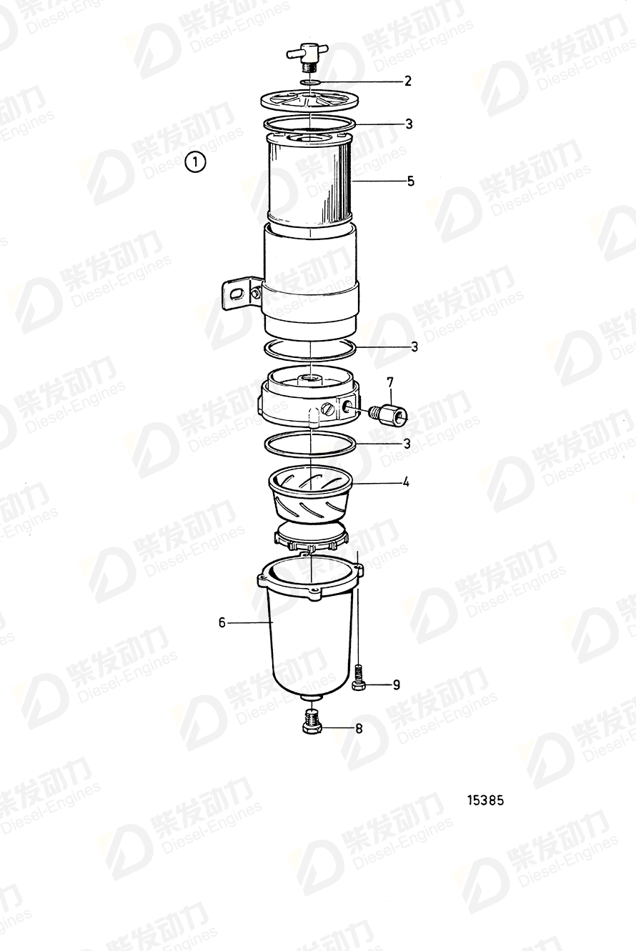VOLVO Fuel filter 3825018 Drawing
